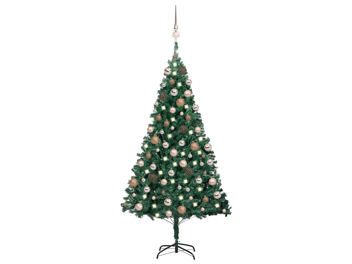 Árbol de Navidad VIDAXL preiluminado con luces y bolas verde (150 cm)