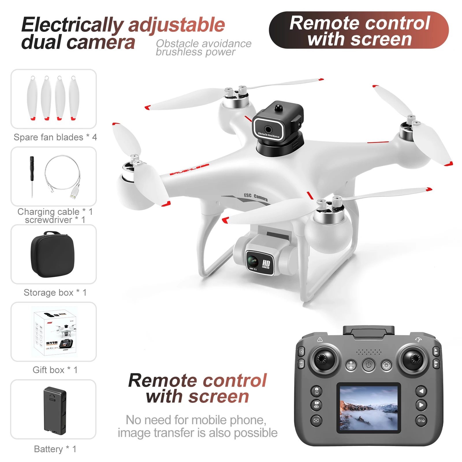 Dron Teledirigido, Doble Cámara, Cuadricóptero, Control Por Pantalla, Juguete Volador