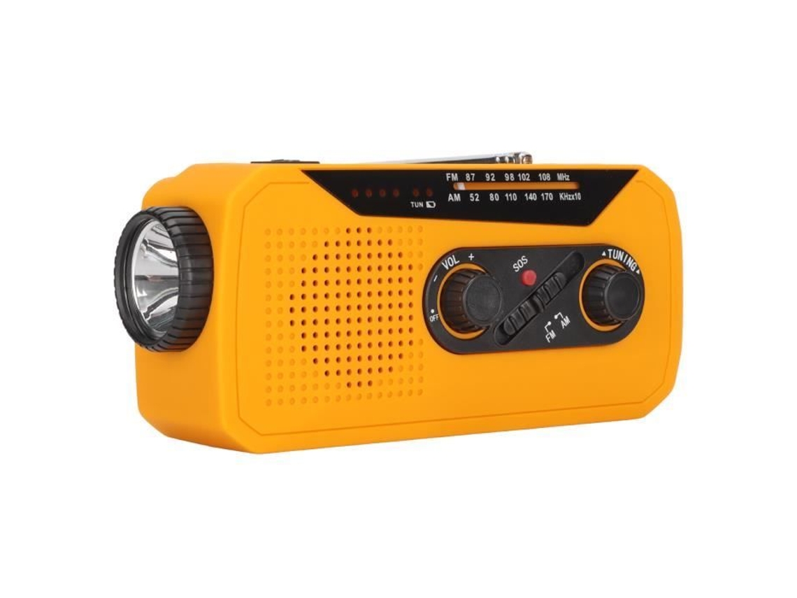 HURRISE Radio de Emergencia con Manivela Amarillo Radio de Emergencia 038S Solar Crank Weather Radio AM Car Radio Sound Modelo Europeo