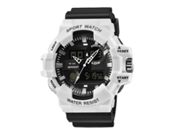 Reloj Deportivo Multifuncional Hombre Sanda Analógico Digital Impermeable Blanco Negro