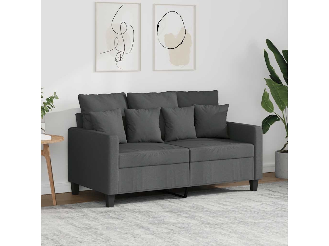 Sofá de 2 plazas HARLANV1 en tela gris oscuro, 120 cm