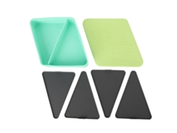Caja De Almacenamiento De Pizza Reutilizable De Silicona Con Calefacción Y 4 Bandejas, Color Verde Claro.