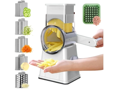 Cortador de verduras 7 piezas Cortador de verduras con 5 cuchillas intercambiables, Cortador de verduras con manivela, Picador de verduras, Rallado...