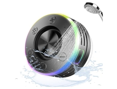 BISBISOUS T7A Altavoz Bluetooth Ipx7 Impermeable Estéreo Ventosa Led Altavoz Inalámbrico con Radio Fm Negro