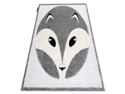 Alfombra Infantil Moderna Joy Fox, Zorro Para Niños - Estructura Dos Niveles de Vellón Gris/Crema (140 x 190 cm)