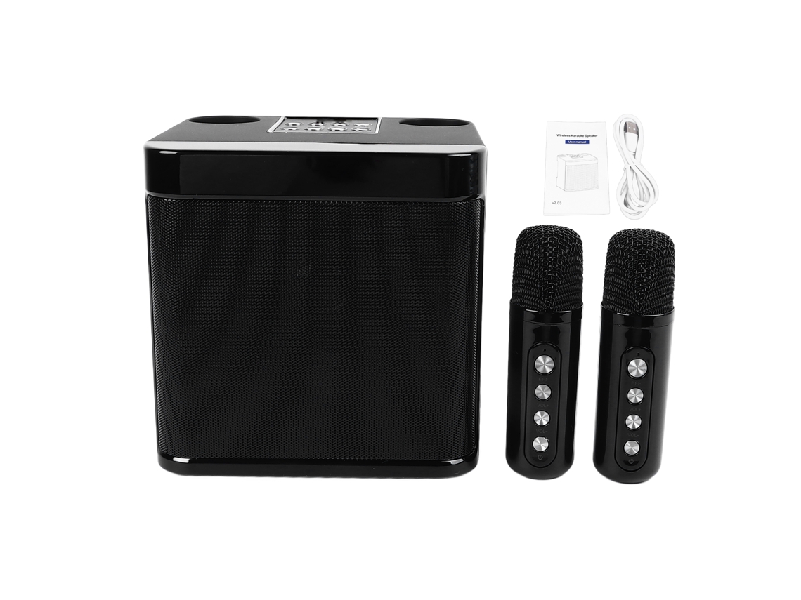 Máquina De Karaoke Portátil Pequeña Con Micrófono Y Altavoz, Bluetooth Recargable, Negra, Para Fiestas En Casa.