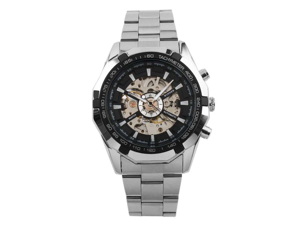 Reloj Mecánico Automático Hollow Impermeable Acero Inoxidable Para Hombre Negro