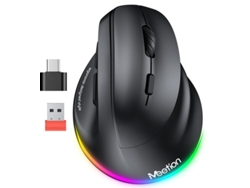 Ratón ergonómico inalámbrico Yizhood (5.2 3.0), recargable, con Bluetooth y USB-A, con adaptador USB CE, 4 niveles de DPI ajustables, negro