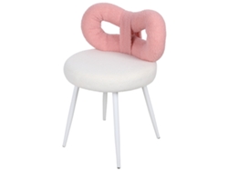 Silla De Maquillaje, Taburete De Tocador, Banco, Taburete De Maquillaje, Silla De Comedor De Bouclé, Silla Tapizada De Bouclé, Rosa + Blanco