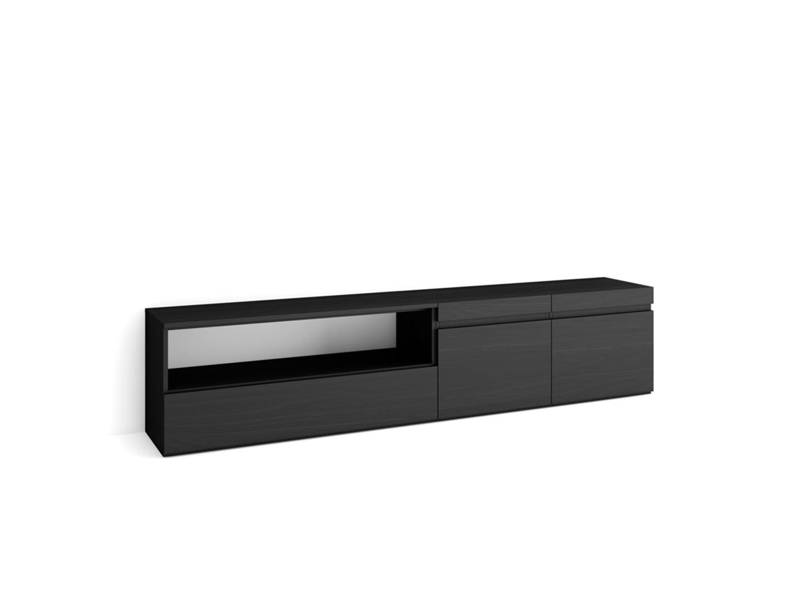 Mueble TV Televisión 200x45x35cm Para TV hasta 80 Con almacenamiento Negro