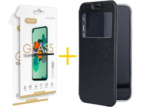 Kit Funda + 2 Protectores de Pantalla Apple iPhone 11 ACCETEL Gandy Flip (Negro)