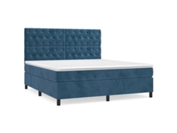 Maison Exclusive - Cama Box Spring Con Colchón Terciopelo Azul Oscuro 160x200 Cm