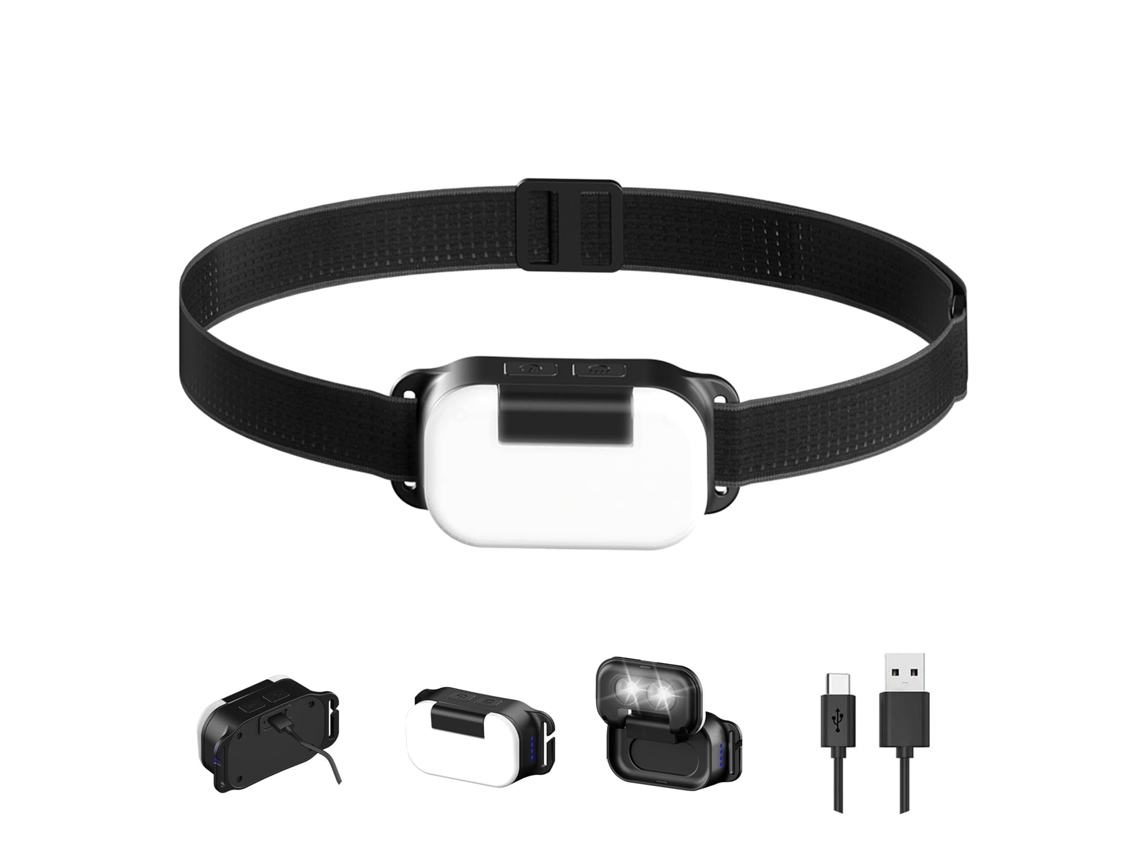 Linterna Frontal Led Multifunción Con Giro De 180°, Recargable Con 7 Modos, Ligera Y Con Diadema Ajustable, Ideal Para Correr, Acampar Y Hac