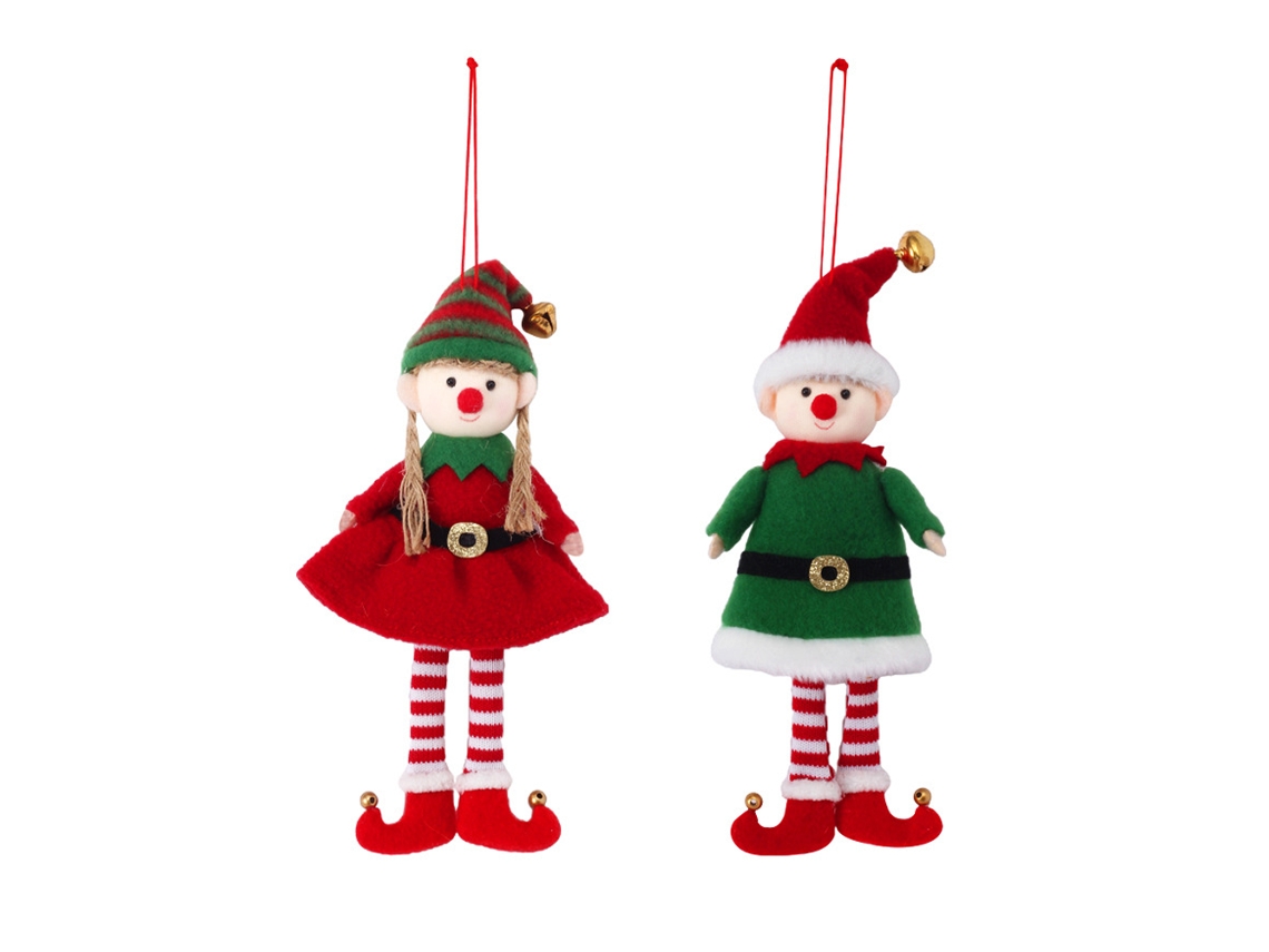 2 PCS Christmas Elf Boy Girl Decoraciones navideñas Regalos para niños Familia RNEMITERY