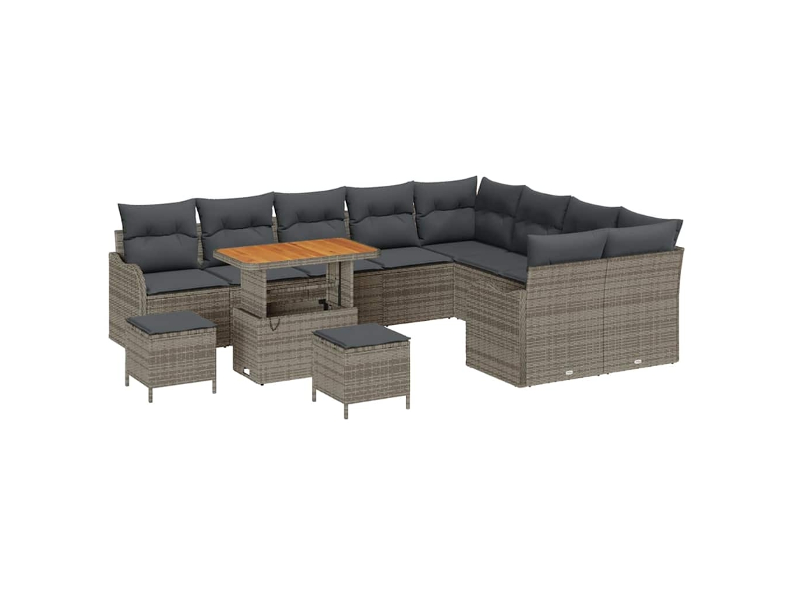 Maison Exclusive - Conjunto de sofás de jardín con cojines, 12 piezas, gris