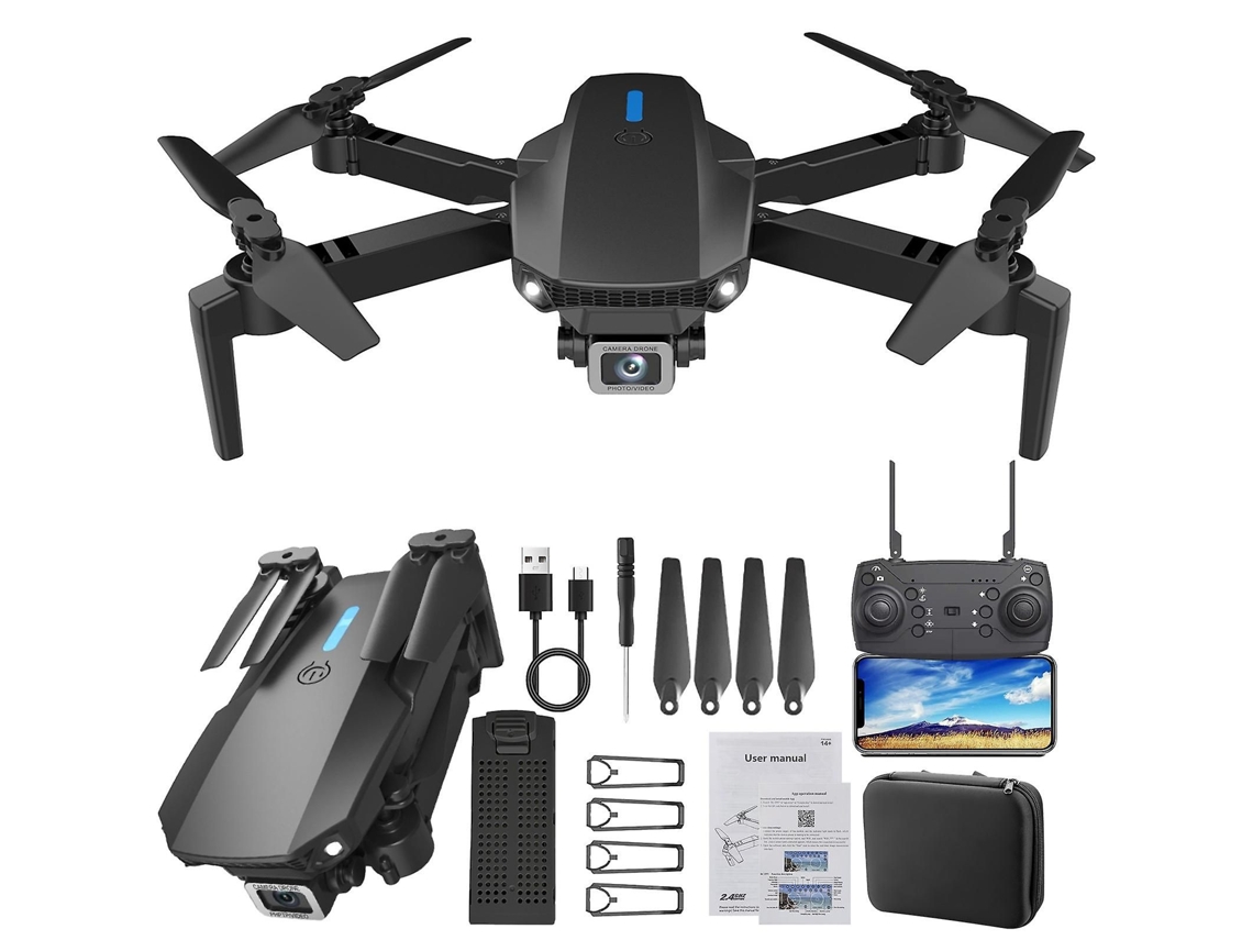 Drone cámara FPV 1080p WiFi 2.4GHz. Modo sin cabeza, sígueme, altitud fija. Regalo niños adultos.