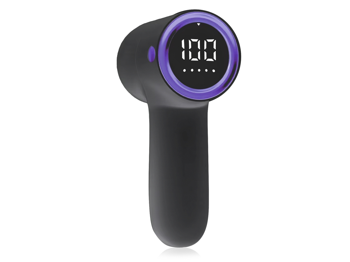 Depiladora compacta para uso doméstico, con batería integrada, pantalla LED con indicador de batería y 5 niveles de potencia.