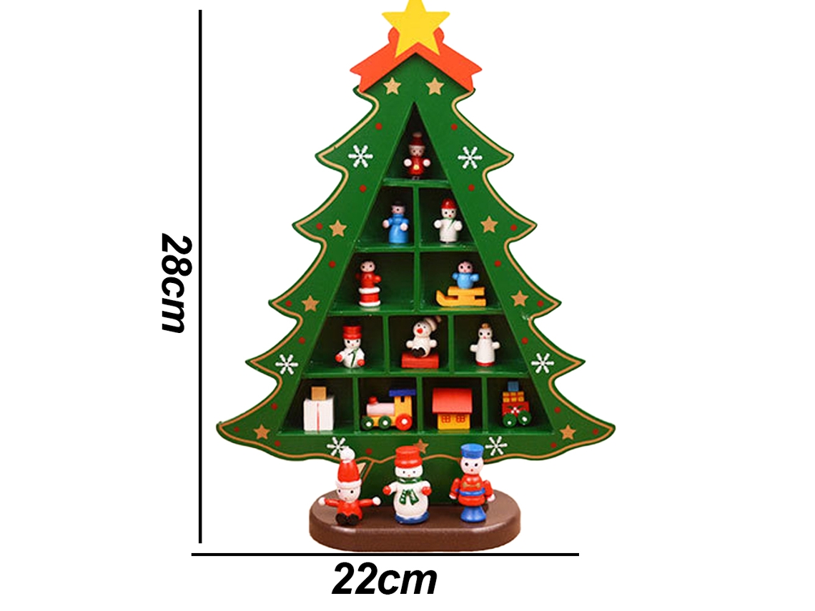 Árbol de Navidad de Mesa – Decoración de Madera con Mini Adornos RNEMITERY