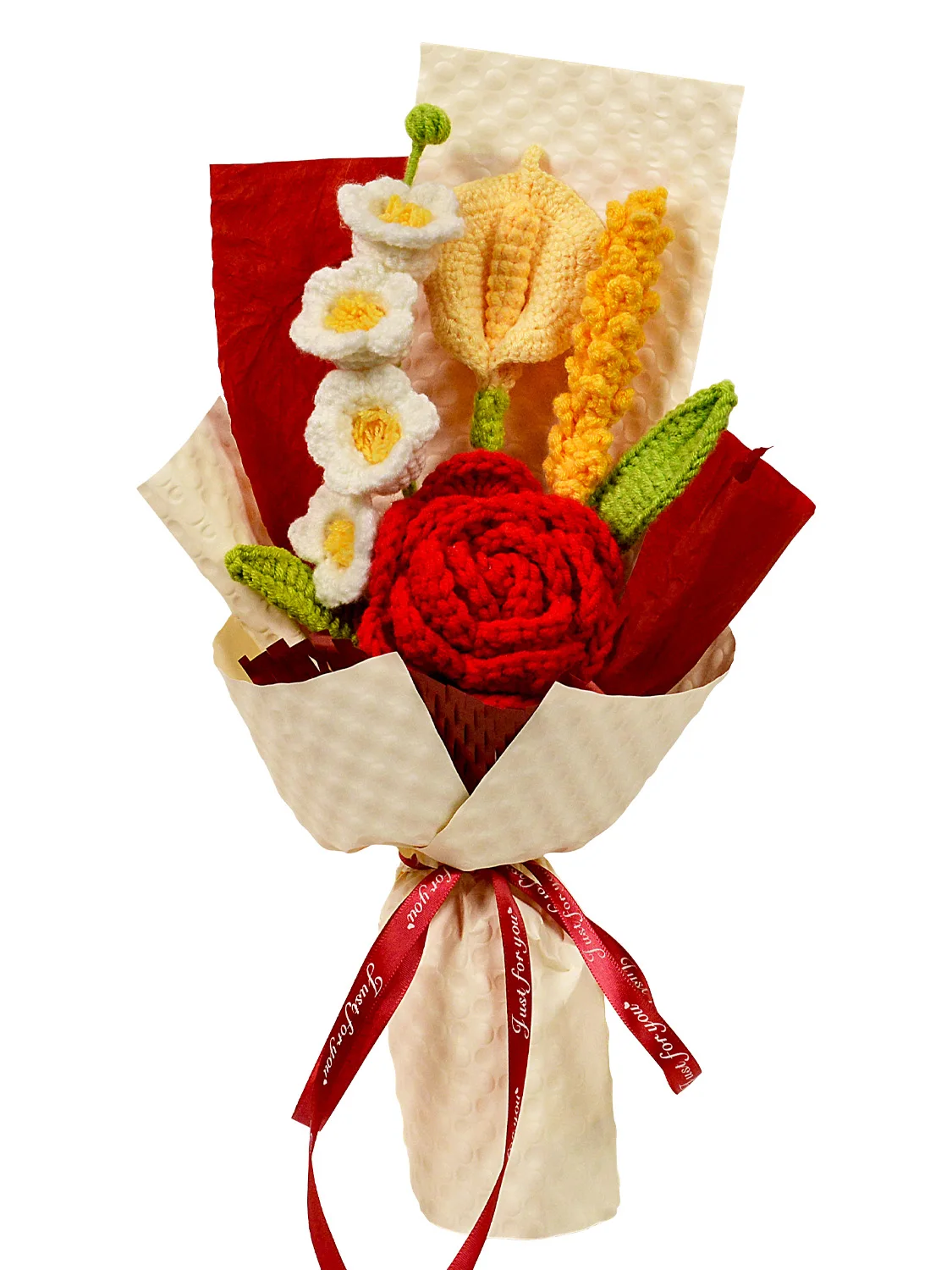 (vermelho) Buquê De Rosas Vermelhas Feito À Mão Em Crochê, Um Presente Perfeito Para Mulheres.