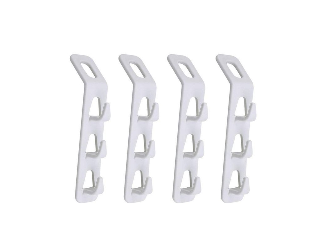 2026-linjou 4 Piezas Porta Ropa Plegable Multifuncional Con 3 Ganchos, Organizador De Ropa, Blanco (14x3cm)