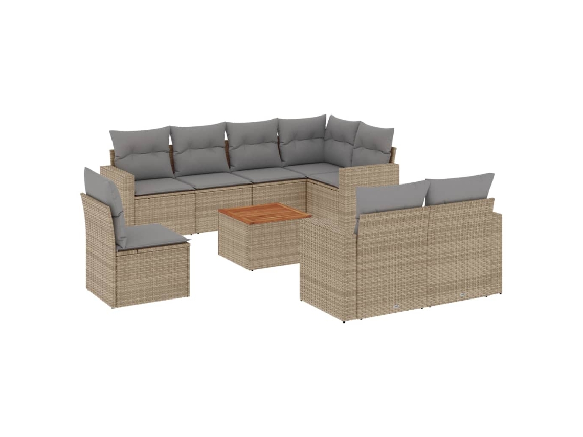 Conjunto de 9 sofás de jardín con cojines de mimbre beige MAISON EXCLUSIVE (90x200 cm)