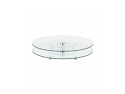 Travessa Relaxdays Xl, Giratória A 360°, Queijo, Petiscos, Bolo, Redonda, ∅ 45 Cm, Prato De Vidro, Transparente/prata
