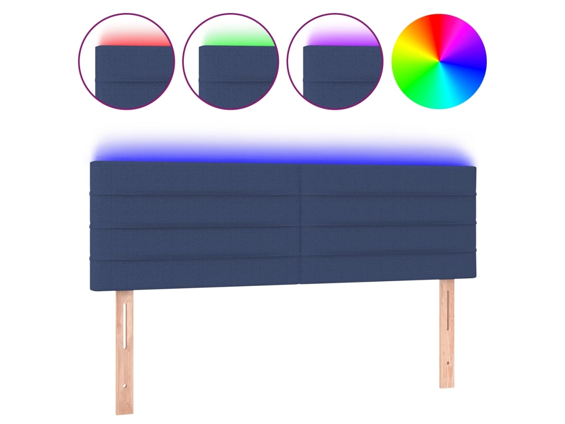 Cabecero de cama SFUSHOS con luces LED, tela, 144x5x78/88 cm, azul