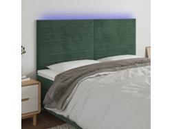 Cabecero Con Luces Led Terciopelo Verde Oscuro 180x5x118/128 Cm