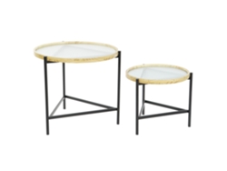 Set 2 Mesita Auxiliar Cristal Metal 62x62x55,5cm