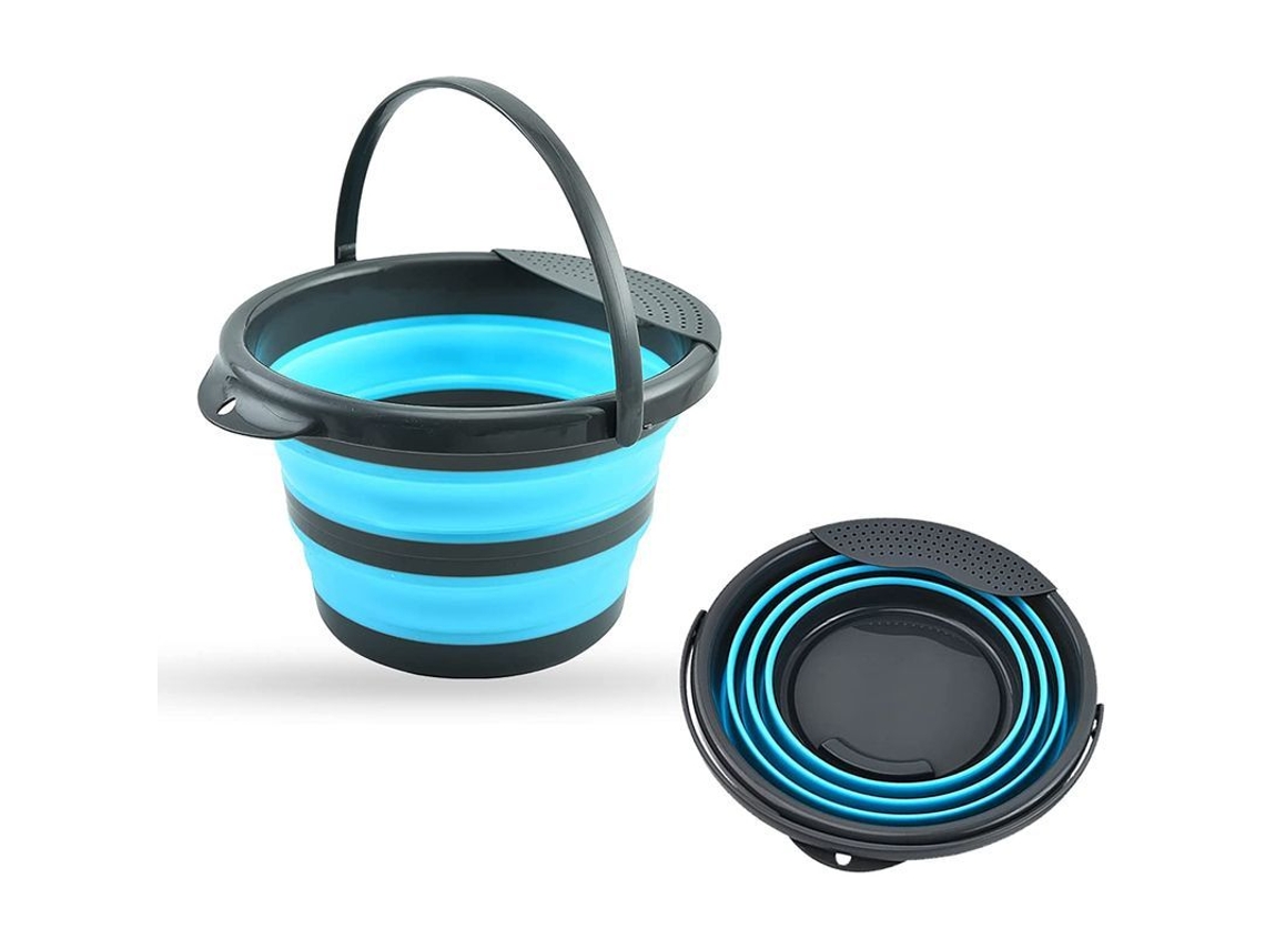 Cubo De Agua Plegable De 5 Litros, Redondo, De Plástico Portátil Para Viajes Y Pesca (azul)