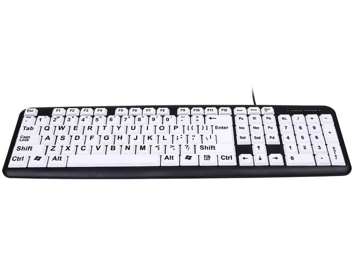 Teclado con letras grandes, teclado con cable y teclas grandes, teclados USB para personas con discapacidad visual Ly Ebike