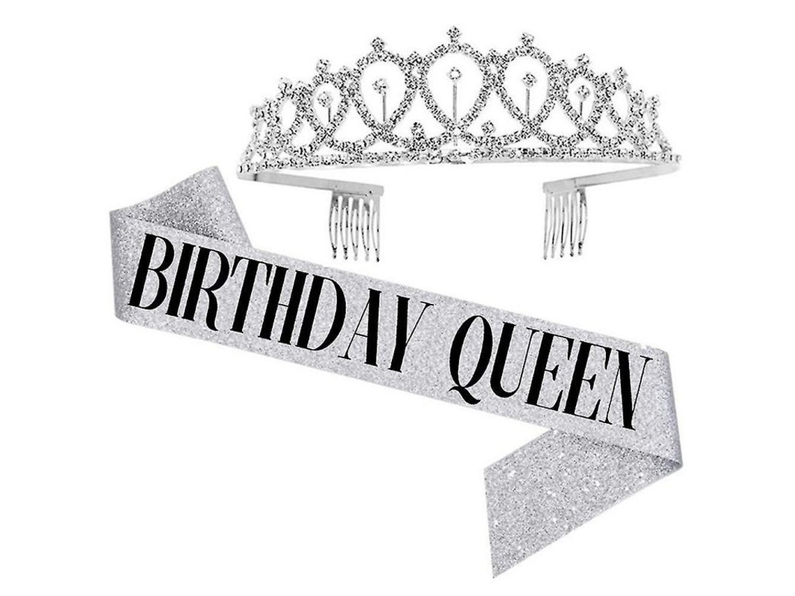2026-accesorios Cumpleaños Para Mujeres Niñas Faja Hombro Corona Cristal Diadema Fiesta