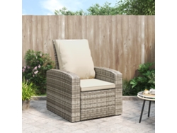 Sillón Reclinable Jardín | Silla De Exterior | Silla Jardín Y Cojines Ratán Sintético Marrón Claro Wsd19946