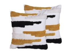 Conjunto de 2 cojines decorativos con estructura irregular BELIANI Monarda de Poliéster Multicolor 45x45x6