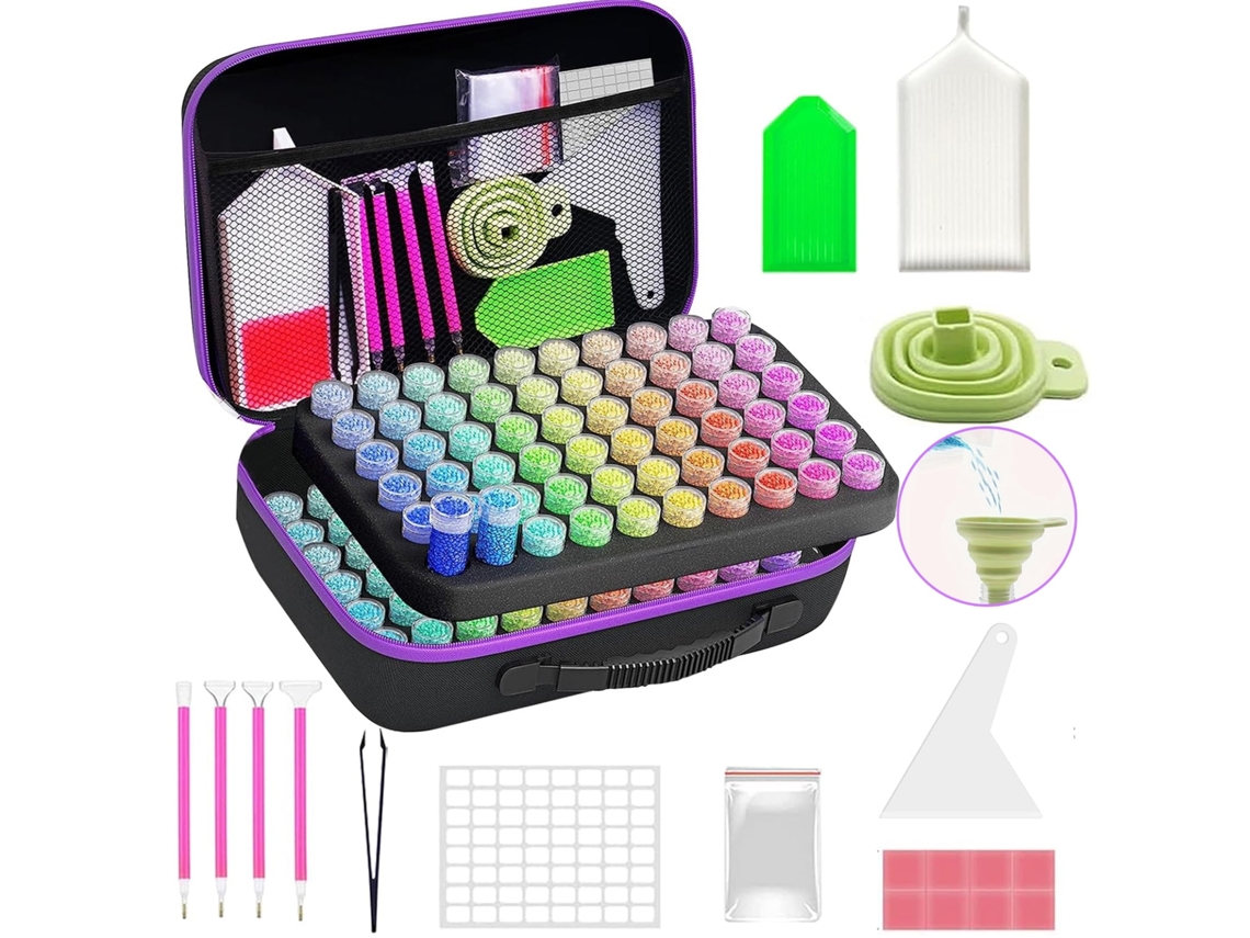 Caja de almacenamiento para pintura de diamantes con 120 compartimentos – Accesorios y herramientas para arte con diamantes Hexinyigjly