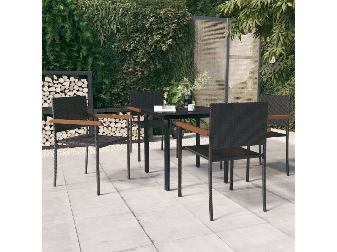 Juego de comedor de jardín de 5 piezas DKD Home Decor en negro