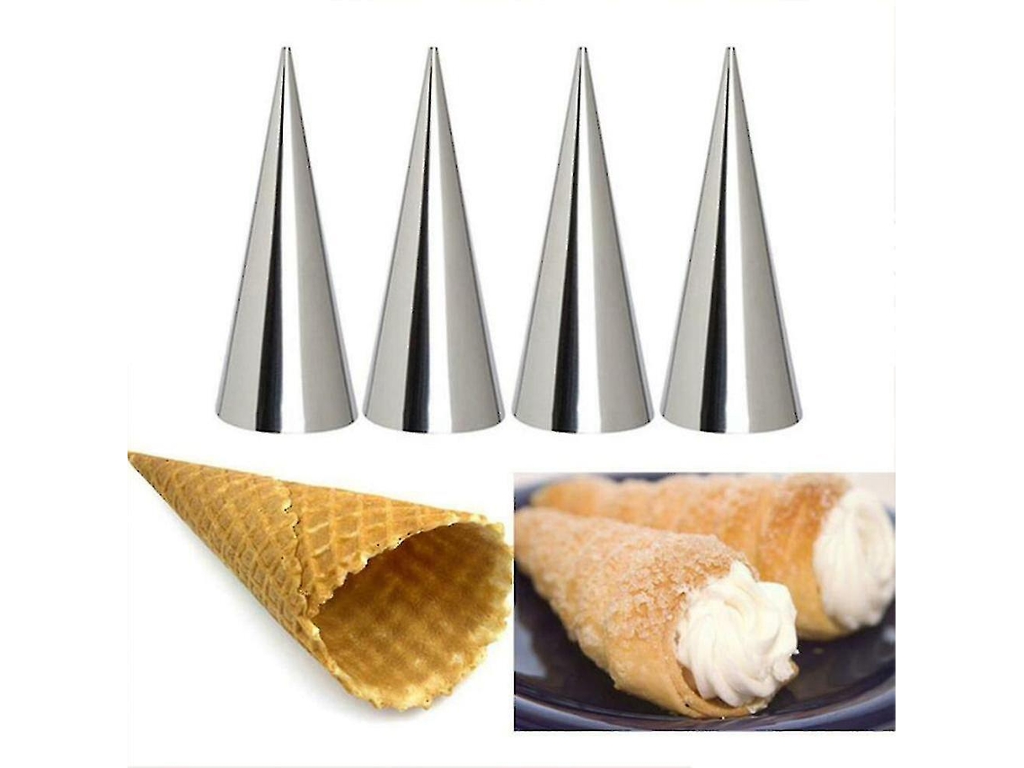 12 Moldes De Acero Inoxidable Para Hojaldres Con Forma De Cono Herramienta De Horneado Para Pasteles Y Panes Pequeño