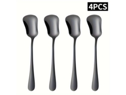 Juego de 4 cucharas de postre de acero inoxidable Yunzii, color negro