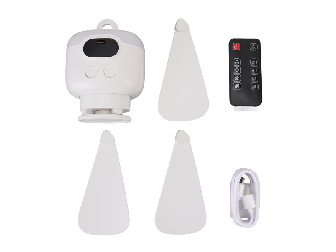 Ventilador de techo pequeño con luz, recargable, silencioso y portátil.