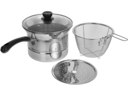 Sartén pequeña de acero inoxidable con asa y tapa antiescaldadura, multifuncional para freír y cocinar. Sartén pequeña de acero inoxidable Gokoco.