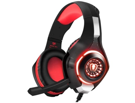 BISBISOUS Gm-1 Auriculares Gaming con Micrófono y Luz Led para Xbox One Pc Laptop Rojo