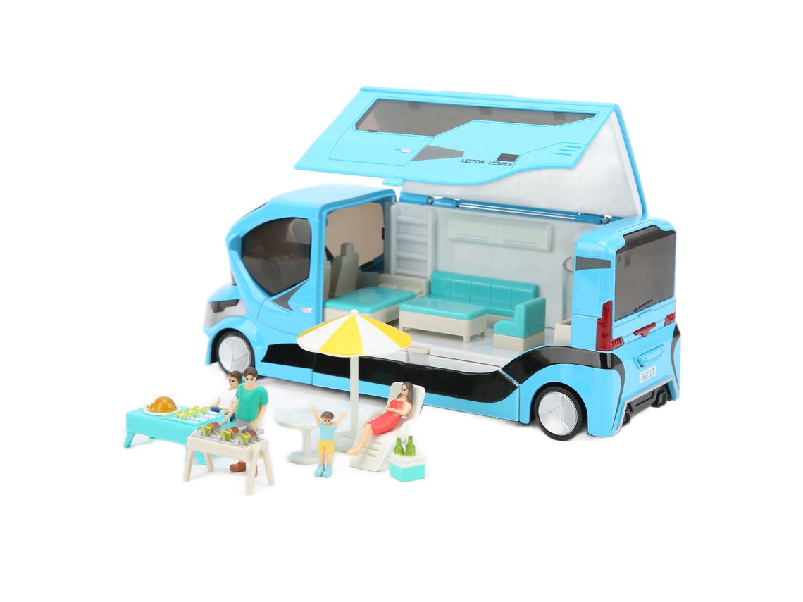 Modelo De Carro De Férias Turístico 1:20 Em Liga De Zinco Brinquedo Presente Para Meninos E Meninas Azul