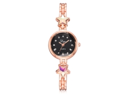Reloj De Pulsera Para Mujer Lvpai Con Estrellas De Cinco Puntas, Cuarzo, Oro Rosa Y Negro.