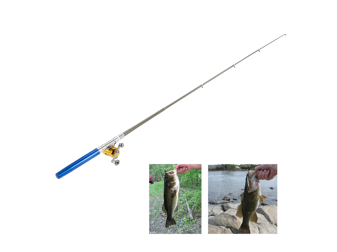 Kit De Pesca Con Mini Caña Telescópica Portátil, Bolígrafo Y Carrete De Aleación De Aluminio Con Señuelos Y Anzuelos.
