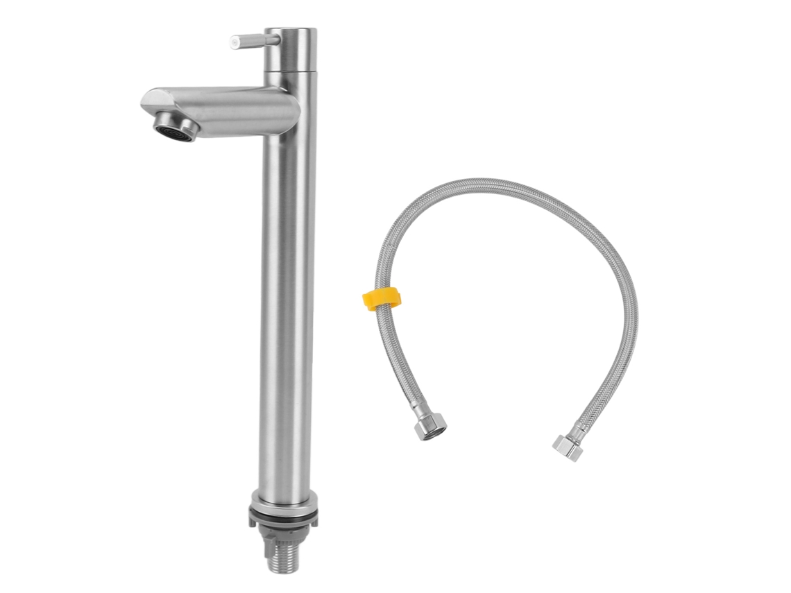Grifo de cocina de acero inoxidable de un solo orificio, alto y rectangular, para agua fría