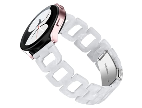 Correa de acero inoxidable forma de D con hebilla para Samsung Galaxy Watch4 Active 40mm/44mm/Watch4 Classic 42mm/46mm - blanco