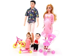 Conjunto De Muñecos Familiares - Juego Creativo E Imitativo - Regalo Para Niños - Azul + Rosa