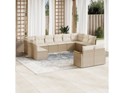 Conjunto de 12 sofás de jardín con cojines de mimbre beige de DKD Home Decor