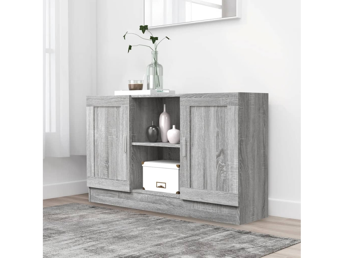 Aparador De Madera Contrachapada Gris Sonoma 120x30,5x70 Cm