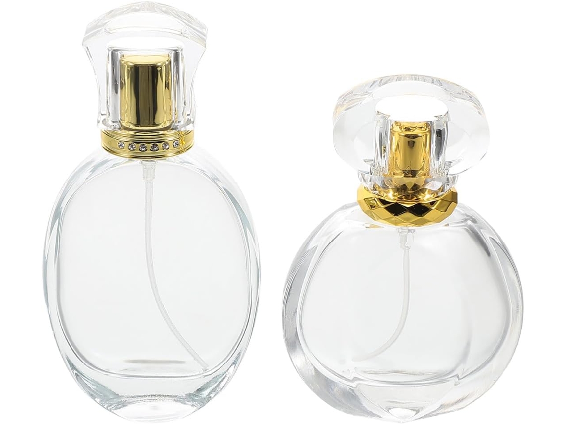 Frascos De Perfume En Spray Recargables De Niebla Fina, Juego De 2, 50 Ml, Vidrio, Diseño Elegante.